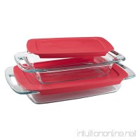 Pyrex Easy Grab 4-Piece Value Pack includes 1-ea 3-qt Oblong 2-qtOblong Red Plastic Covers - B0057SN2YG